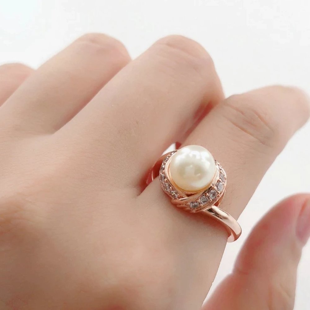 18K rose gold Austrian crystal simulated pearl